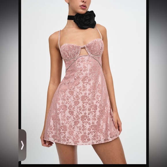 For Love & Lemons Shai Mini Dress in Pink